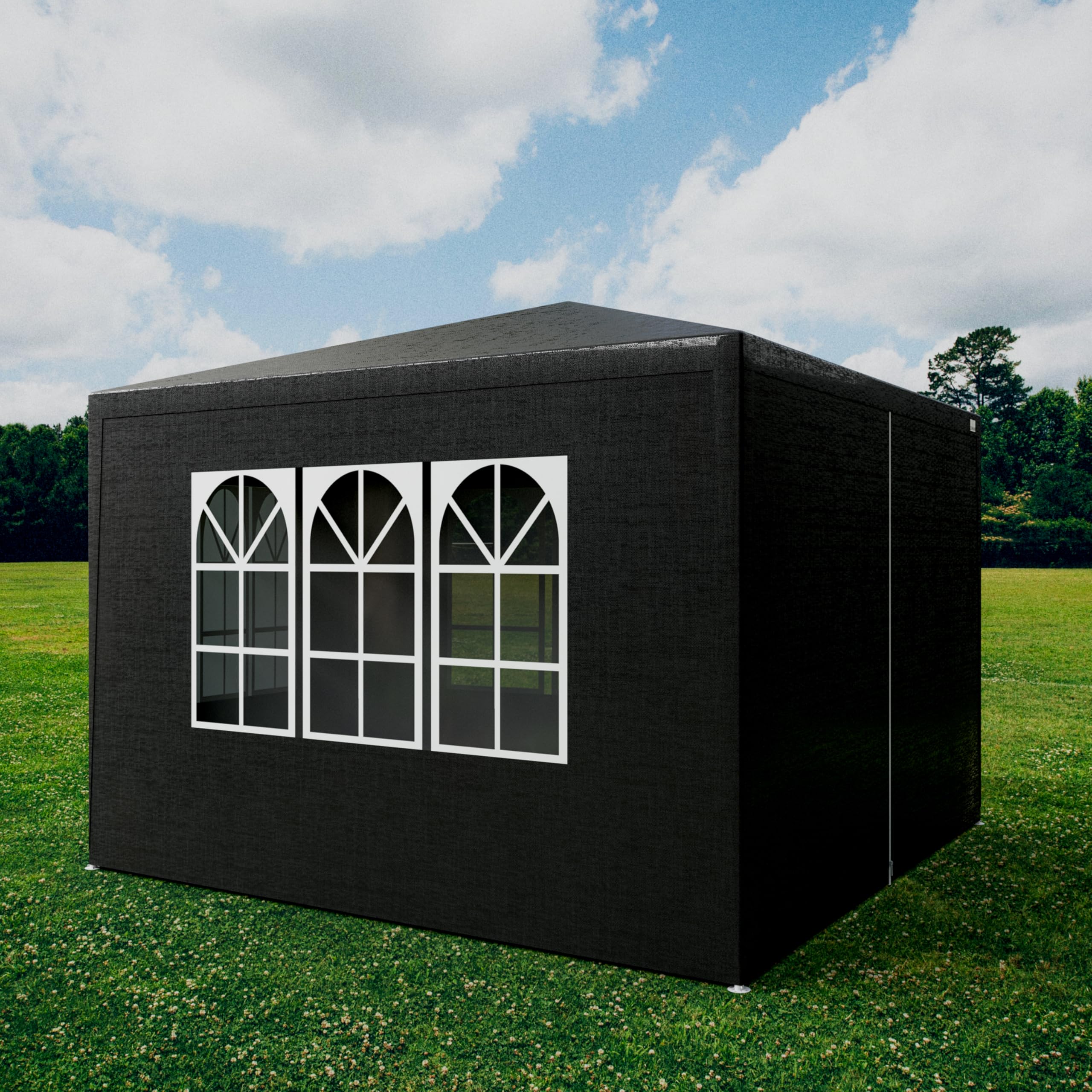 KANWOD Tonnelle 3x3 TORM, Tonnelle de Jardin 9 m² avec 4 Parois Latérales et 3 Fenêtres, Barnum Pliant pour Événements