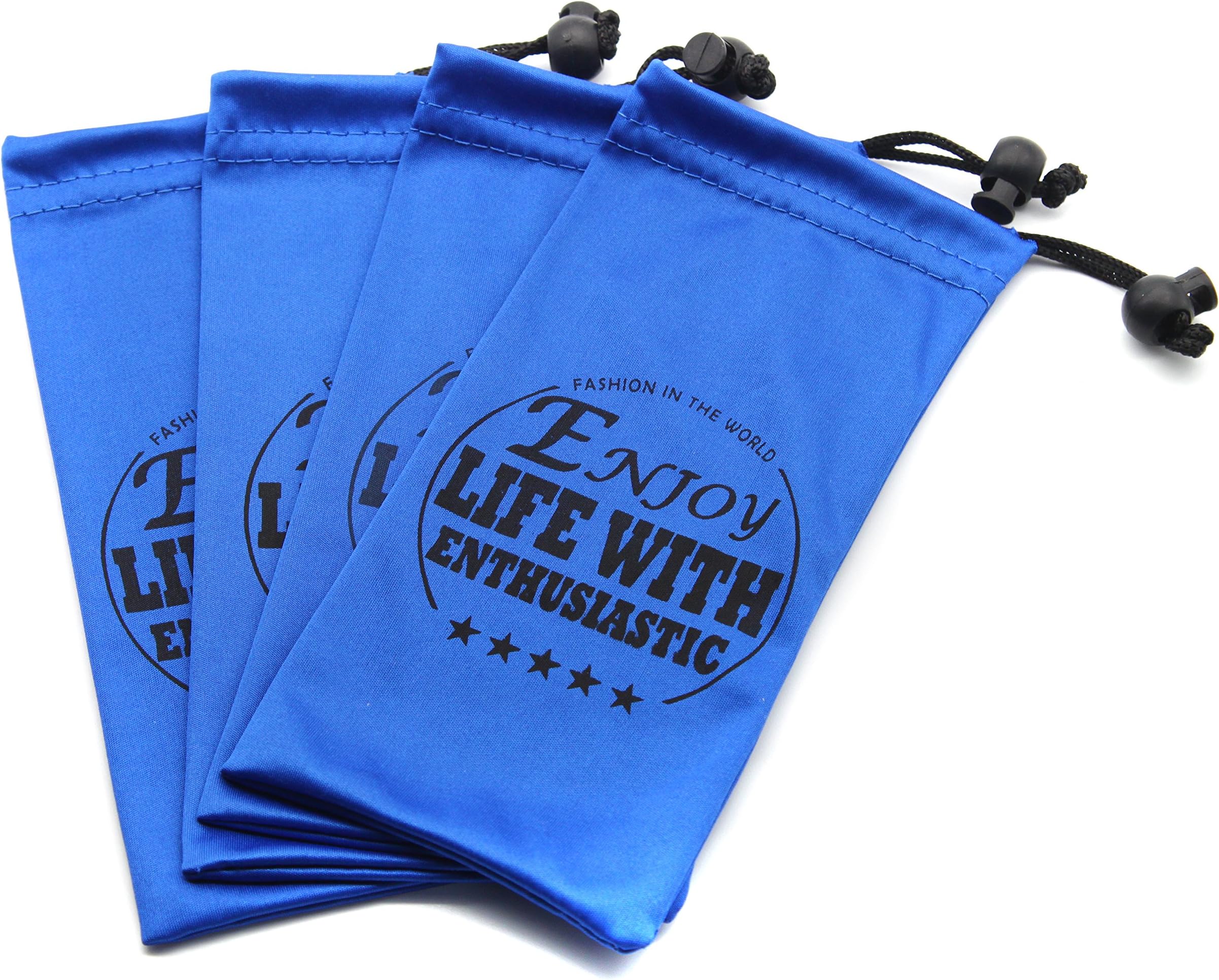 (4 PCS) Soft storage Pouch Drawstring Microfiber With Bead Lock for eyewear,cosmetics, cell phone, cards, pens, keys, purse, small item to save space