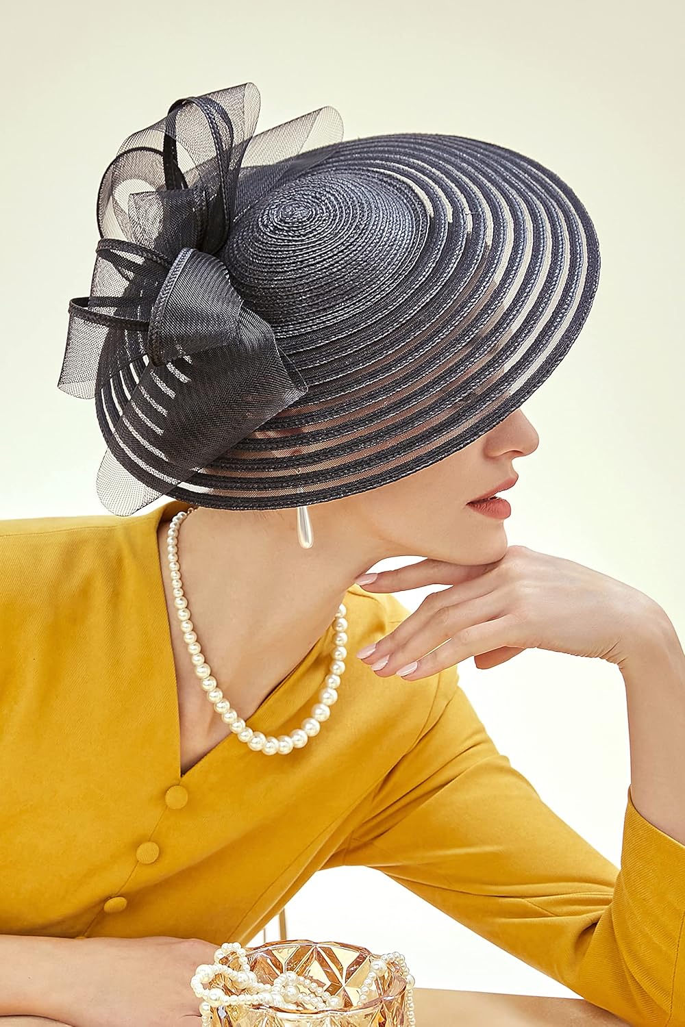 BABEYOND Derby Hats for Women - Fascinators Tea Party Hats Headband Wide Brim Fascinator Wedding Cocktail Feathers - Image 3