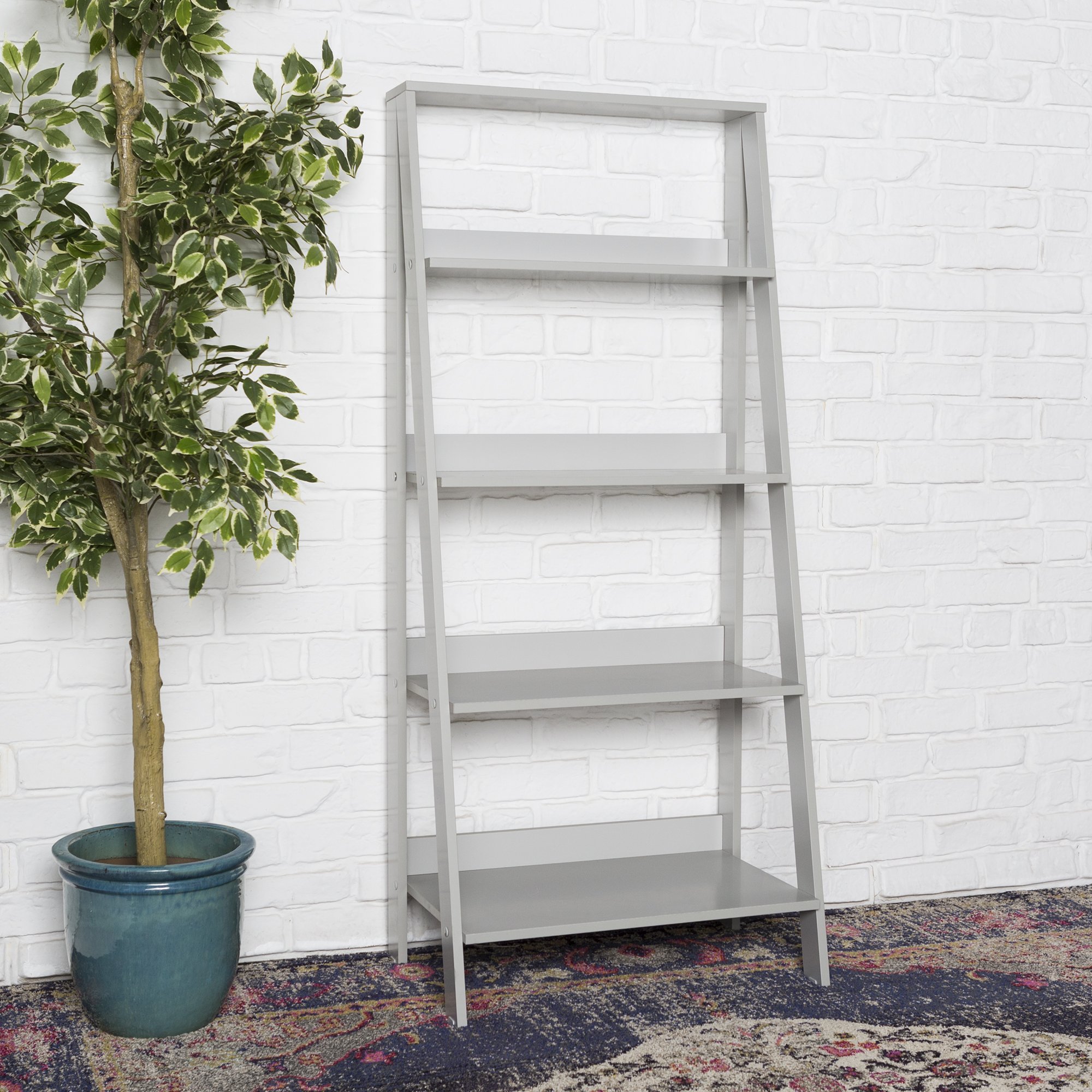 Buy Eden Bridge Designs 55" Modern Wood Ladder Bookcase 4Tier Open Shelf Bookshelf Storage