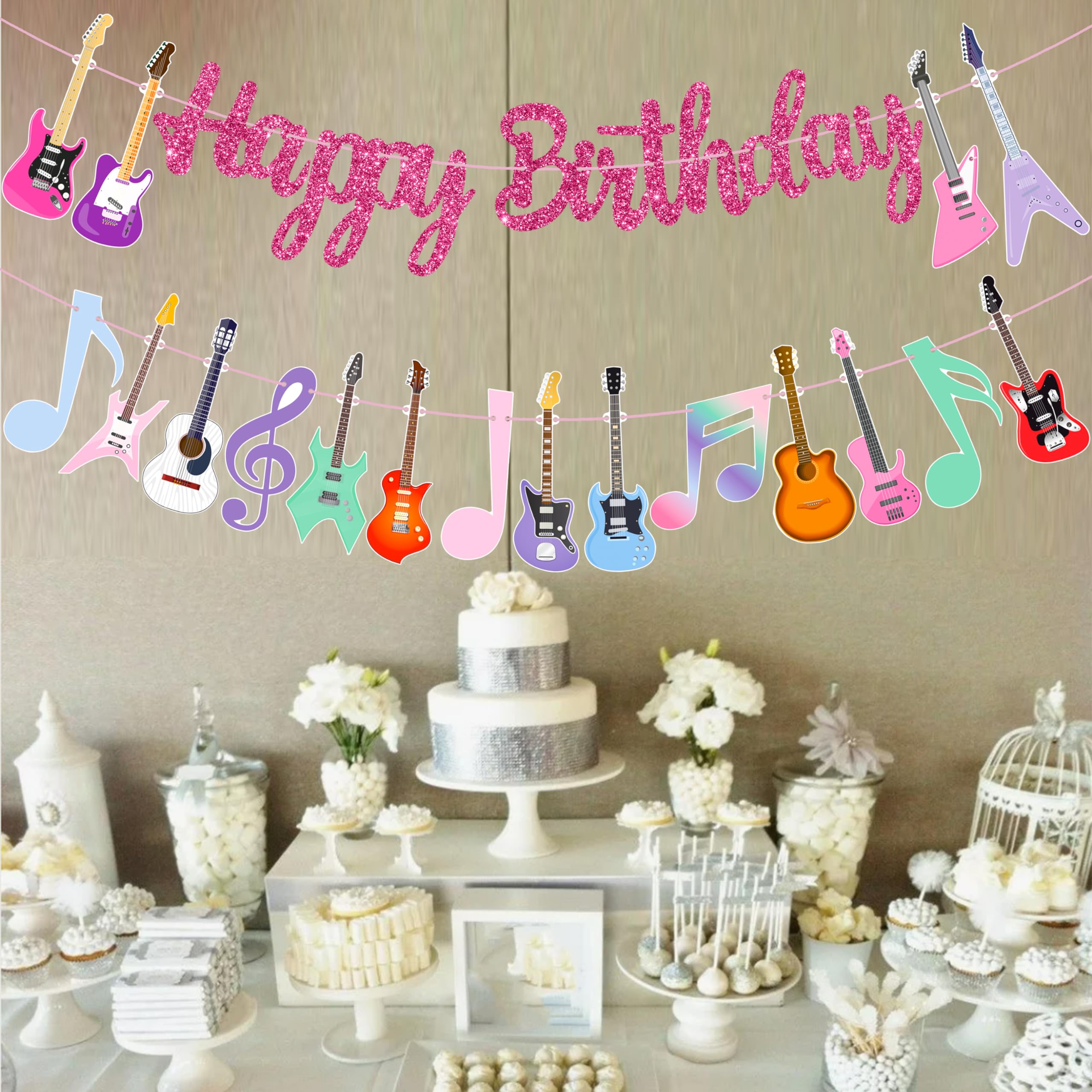 Guitar-Themed Happy Birthday Banner & Cutouts – Rock 'n' Roll Party Decor Kit (2-Pack) - View #12
