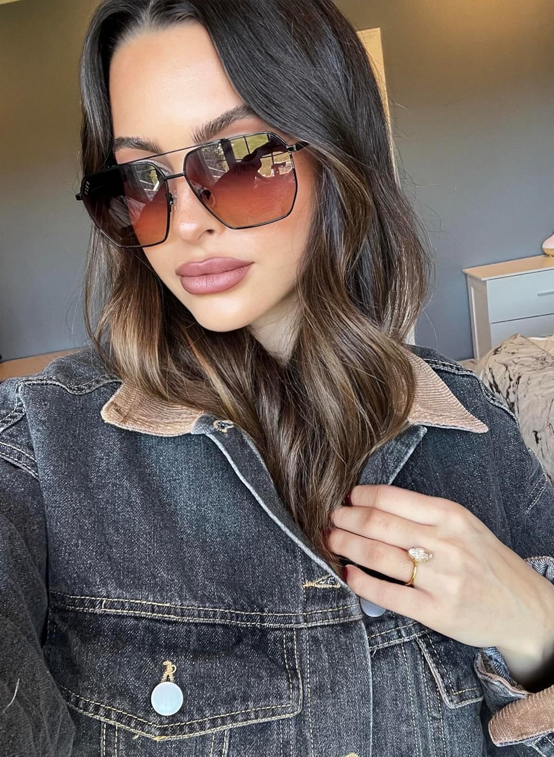 DIFF Berkely Oversized Navigator Sunglasses for Women | UV400 Protection | Modern Metal Frames - Image 4