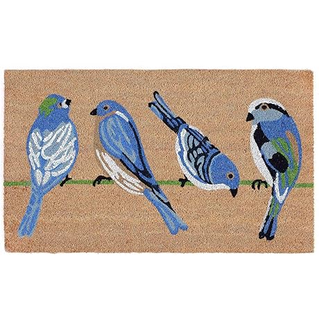 Liora Manne Natura Doormat Non-Slip Blue Birds Design Bird Mat