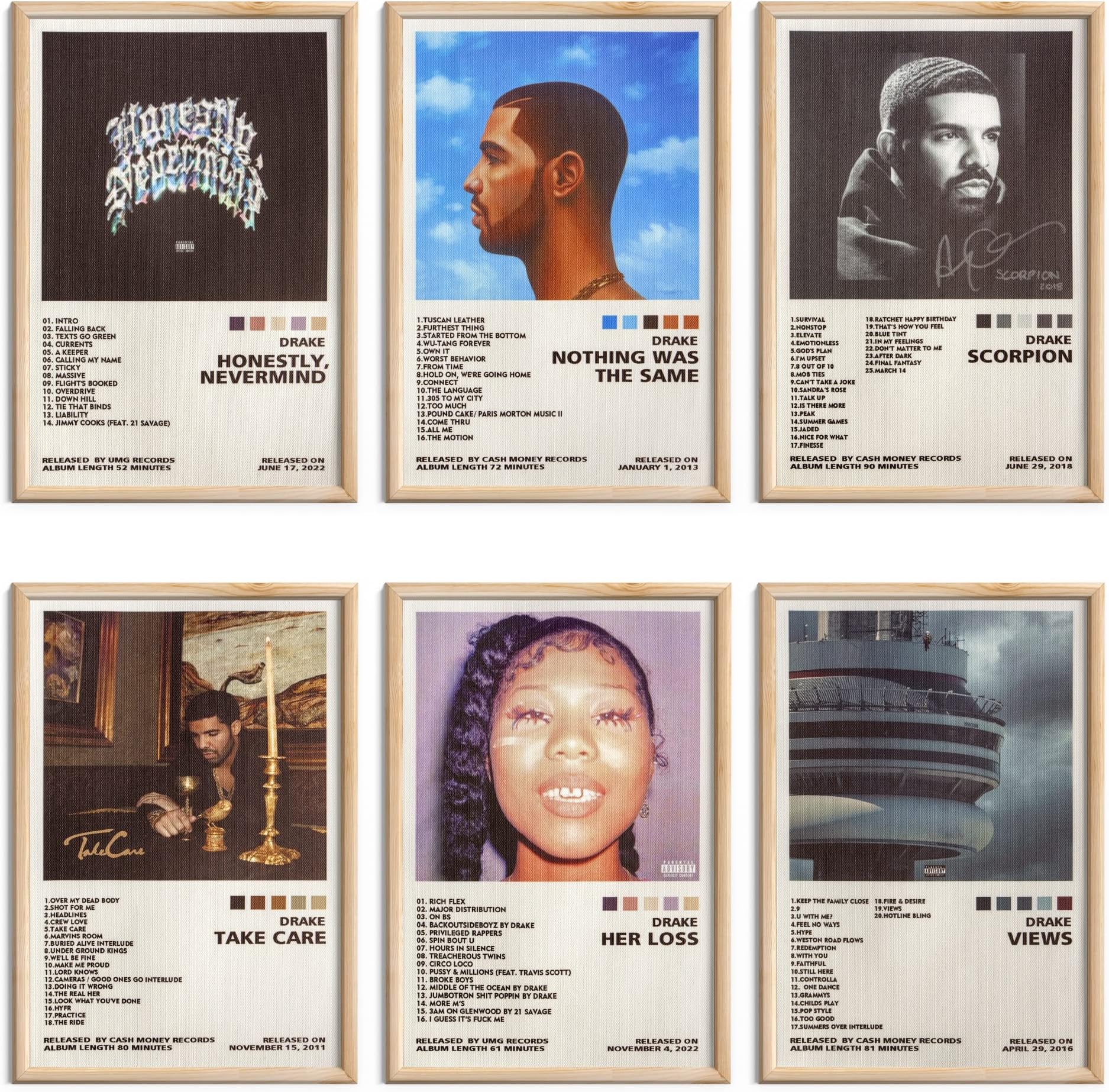 ManRule Drake Poster Set of 6 Album Cover Posters 8 by 12 inch Music Posters for Room Aesthetic Canvas Wall Art for Teens Room Decor UNFRAMED (Drake)