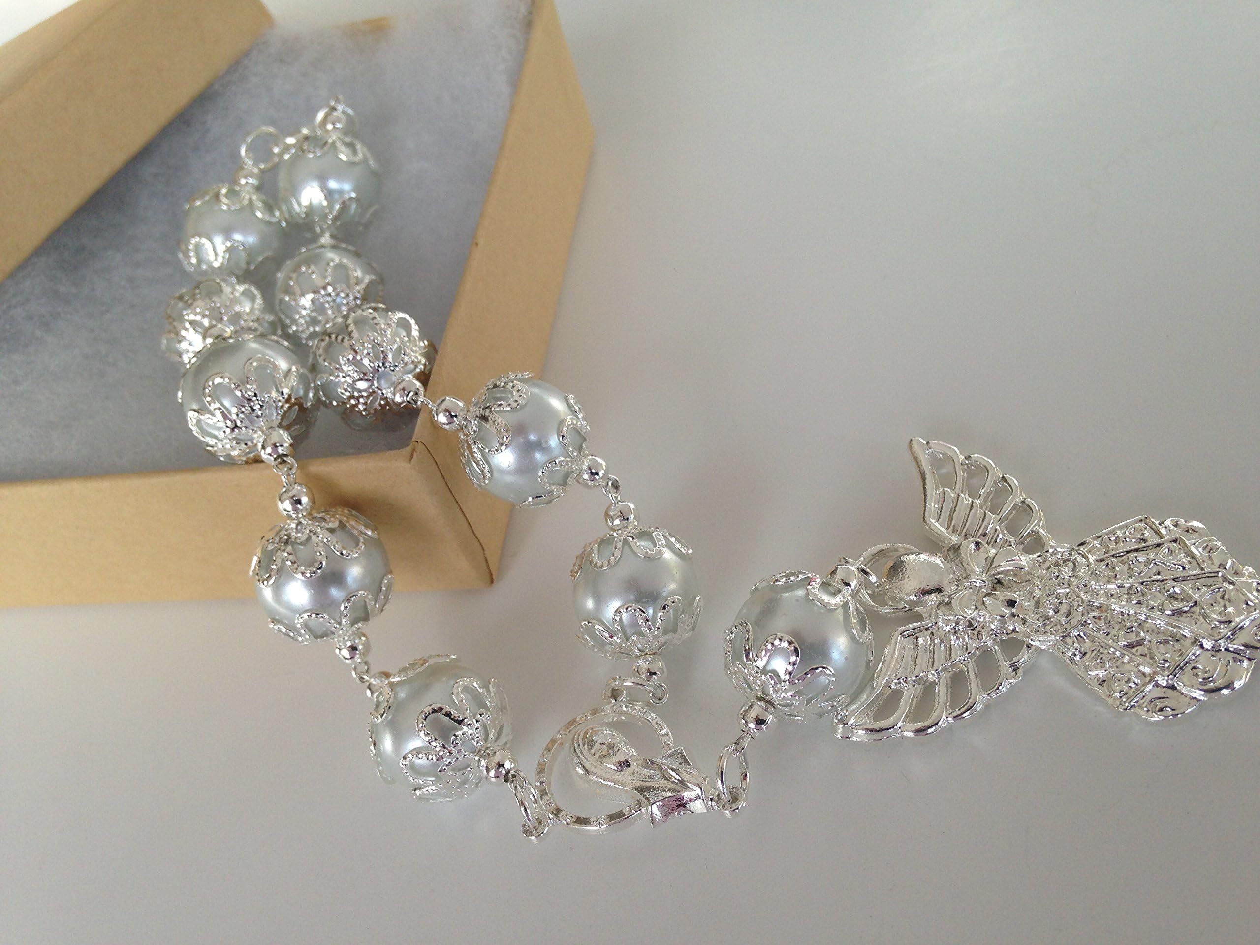 10 of Baptism Favors 14mm Swarovski Crystal Pearls White Silver Plated/Communion Favors Recuerditos De Bautismo/Christening Favors/Decenarios/Decades/Finger Rosaries