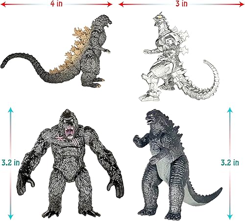 Miniatura 4 de TwCare Godzilla Dinosaur vs Kong Toys - Juego de 9 figuras de acción conjuntas movibles del rey de los monstruos Hedorah Mecha MechaGodzilla Burning