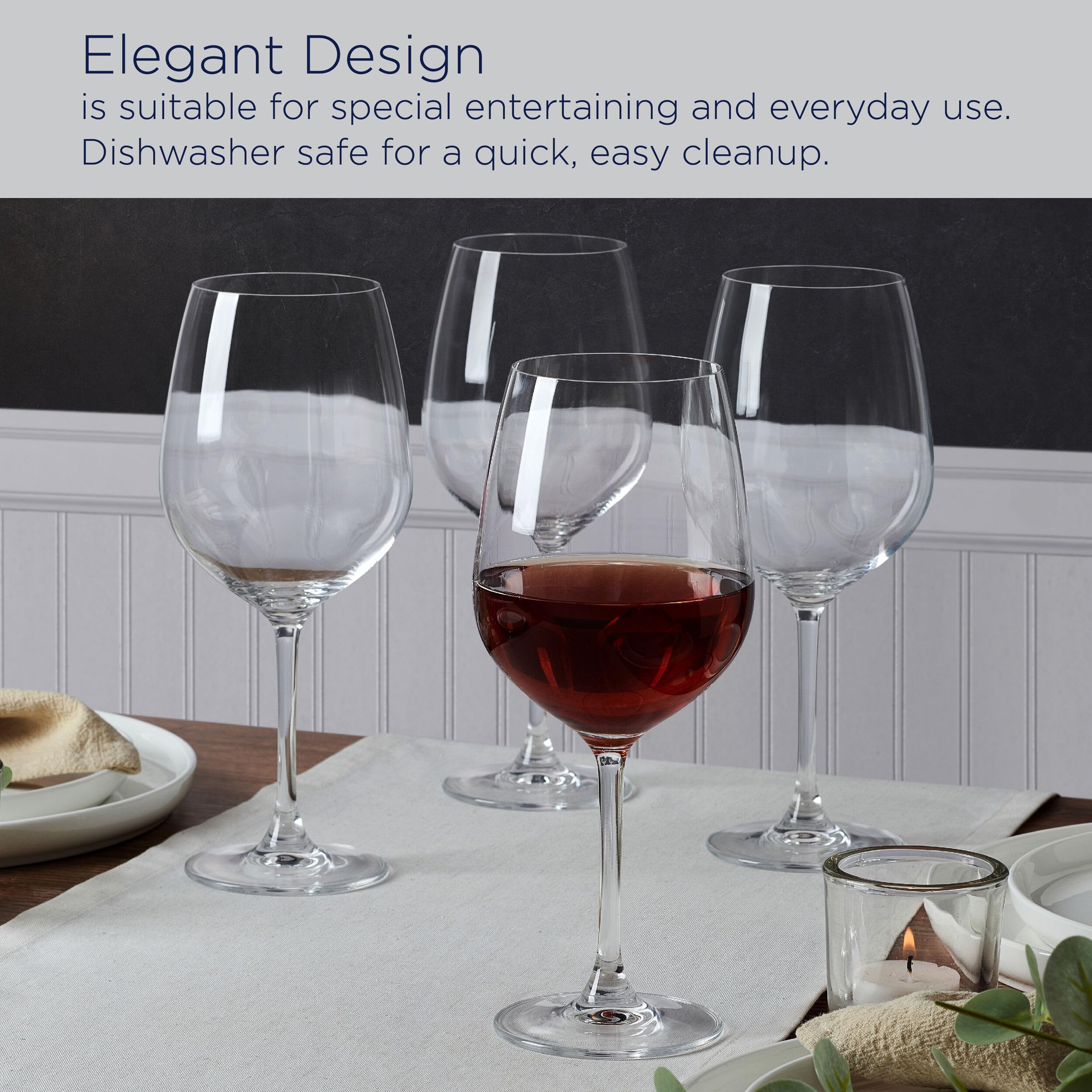 Amazon.com: Mikasa Lana Bordeaux Red Wine Glasses, Set of 4, 22