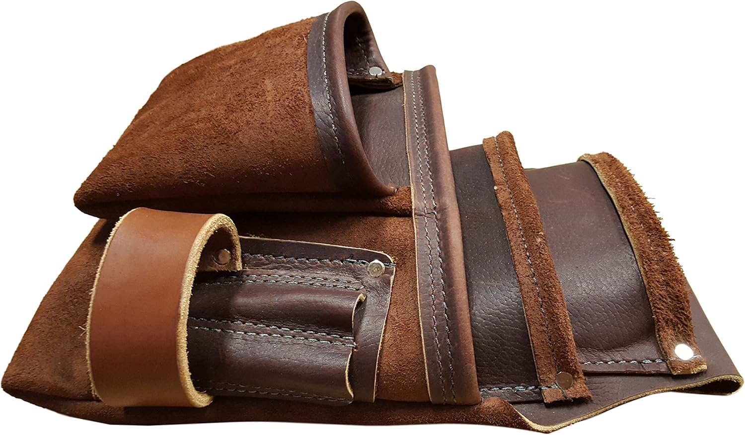 Heavy Duty Tool Pouch - All Leather - Reinforced Seams - Professional Grade