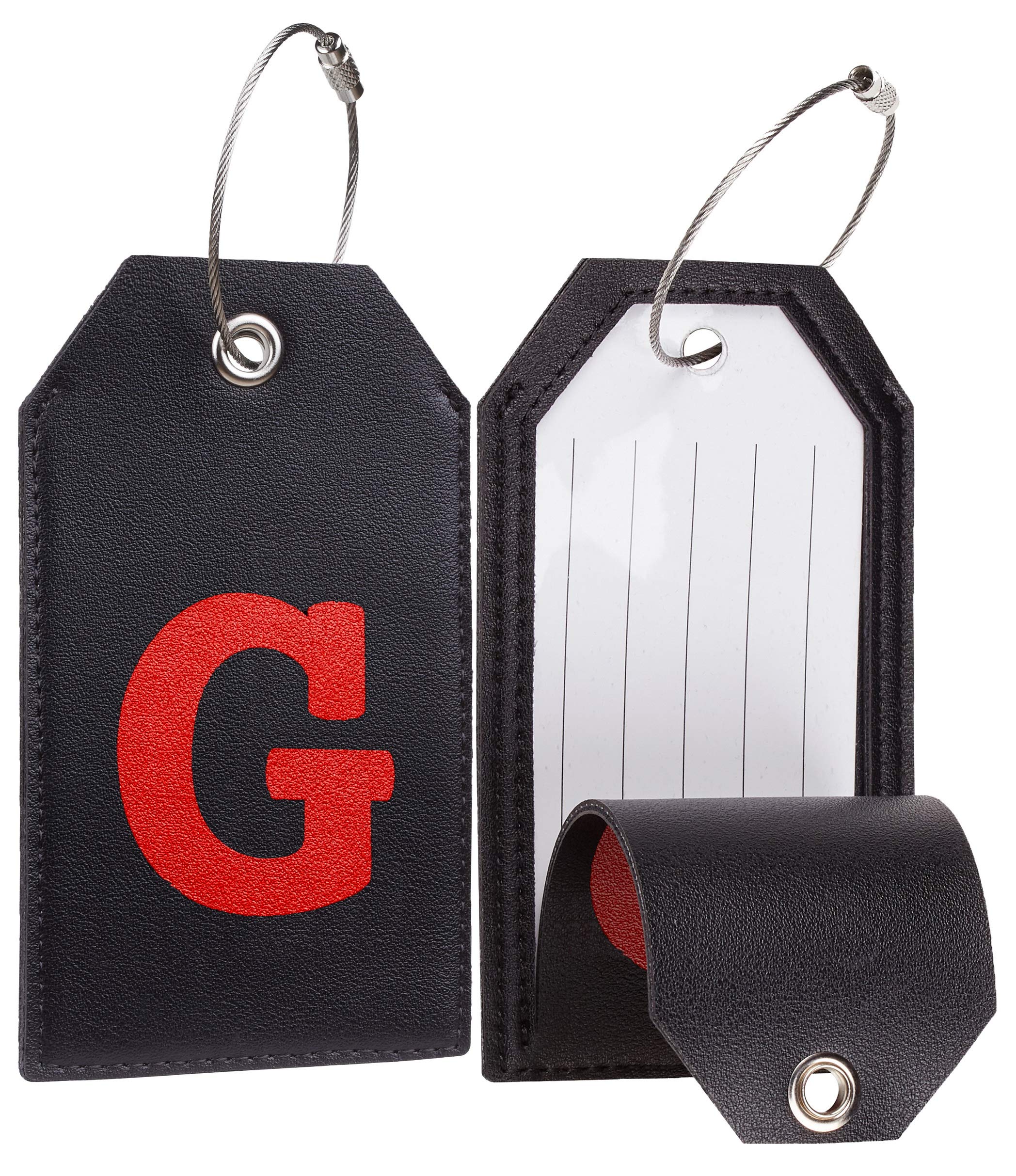 Photo 1 of 2 pack  Casmonal Initial Leather Luggage Tag Travel Bag Tag Fully Bendable 1 pcs Set