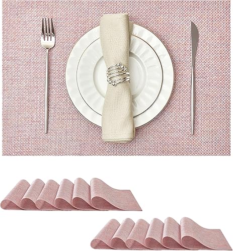 Miniatura 11 de Leetaltree juego de 6 manteles individuales de lentejuelas doradas de lujo - impermeables y lavables para boda, aniversario, uso diario - decoración