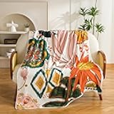 Tyrot Boho Floral Flannel Fleece Throw Blanket – Soft, Warm & Lightweight Fuzzy Blanket for Couch, Bed, or Sofa Decor, Cute Botanical Design for Women & Girls, 50''x60''
