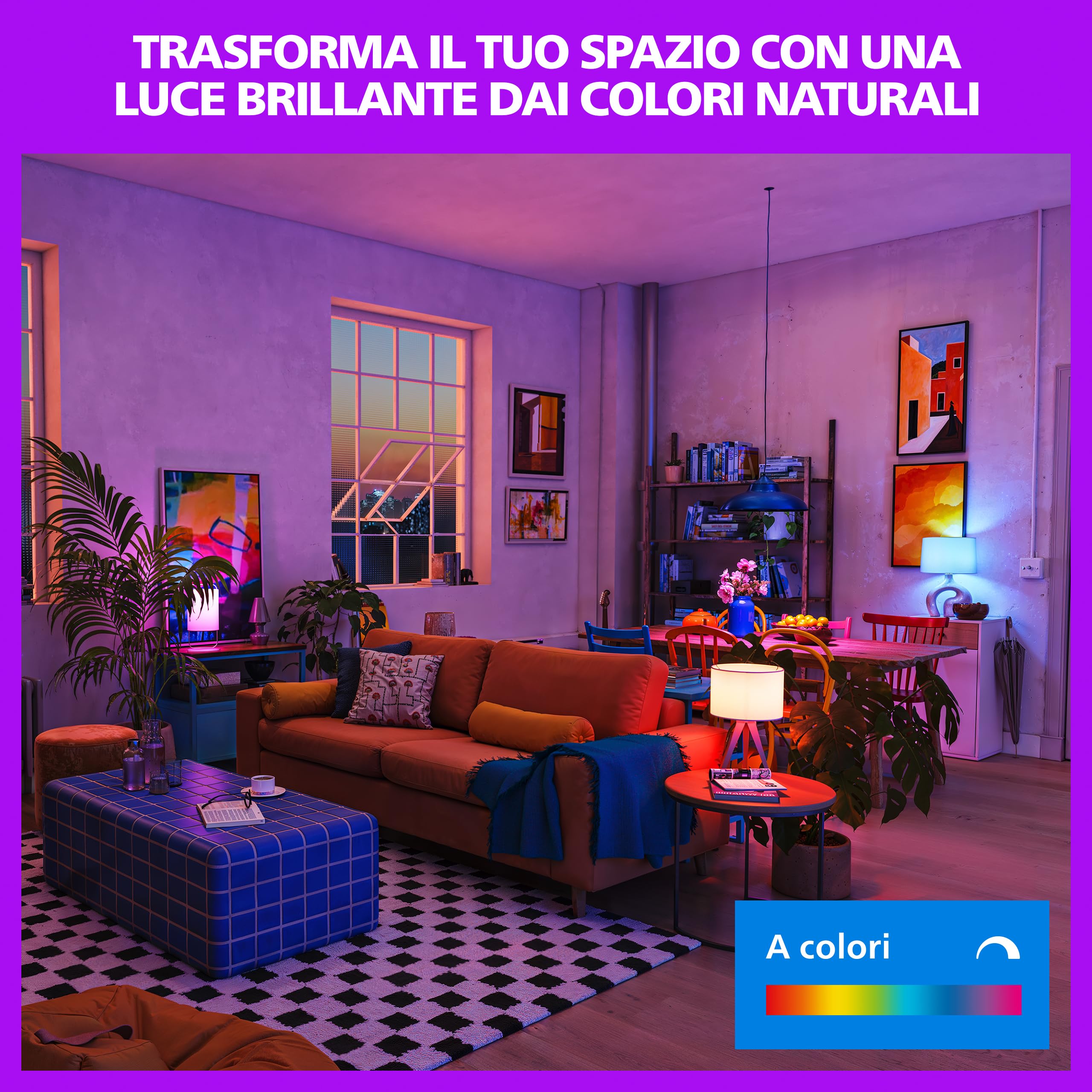 Philips Smart Lighting Lampadina intelligente, A60, E27, RGB, Conf. da 4