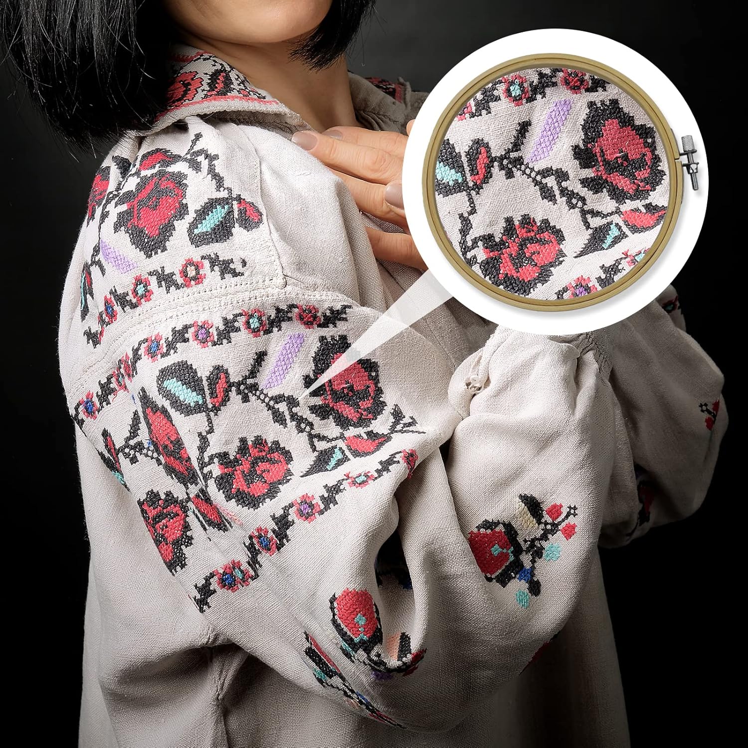 LAMXD Bambus-Stickrahmen Set