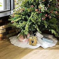 Vista 7 de Skylety Falda de árbol de Navidad de 48 pulgadas, con volantes, de tul y lentejuelas, redonda, doble capa, para Navidad, vacaciones, Año Nuevo