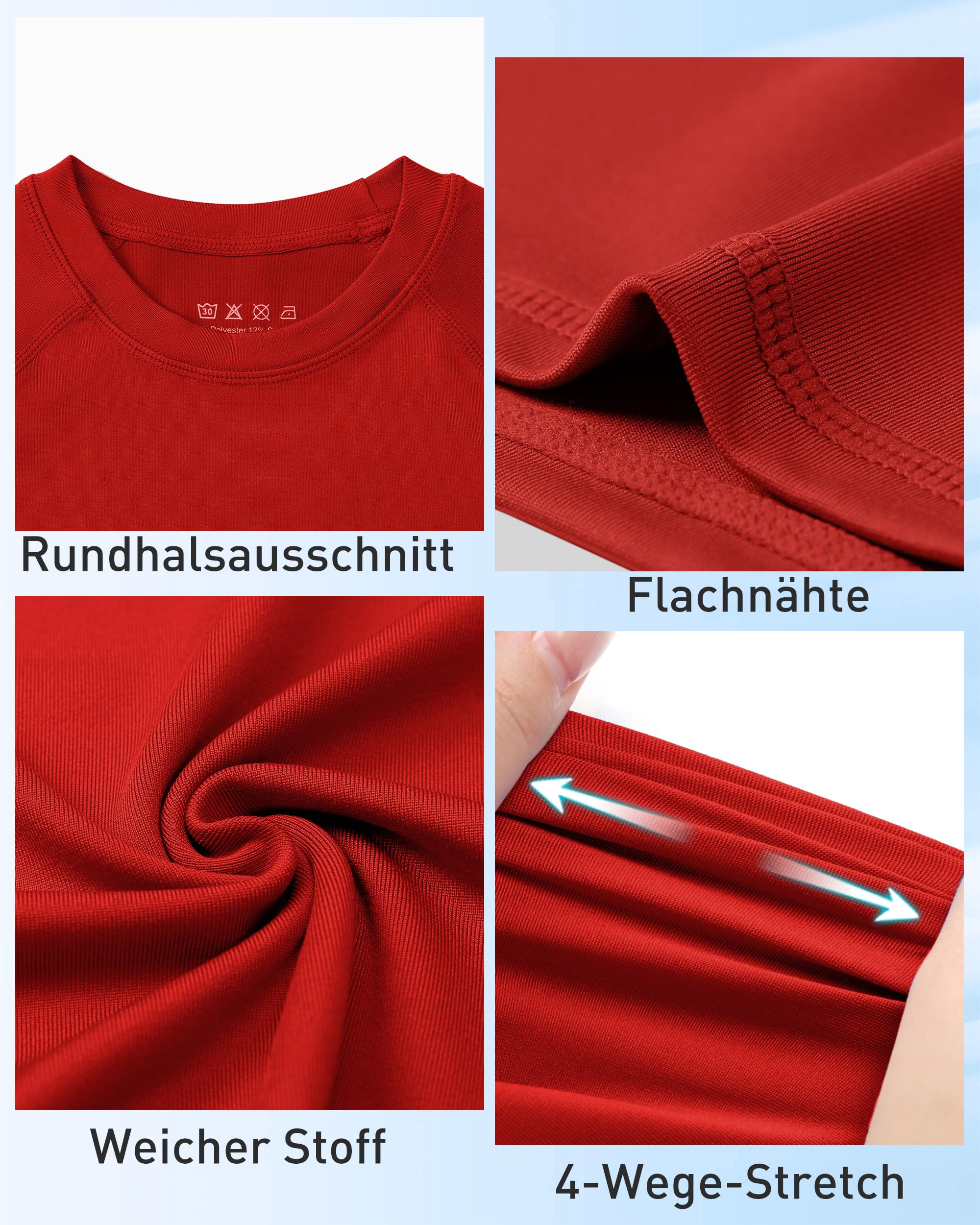 Jungen Kompressionsshirt Langarm, Atmungsaktiv Funktionsshirt für Kinder, Sport Unterziehshirt für Fußball Ski Winter - 5