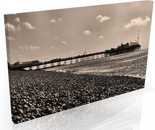 Brighton Pier in Sepia - Top Quality Box Framed Canvas Ready to Hang