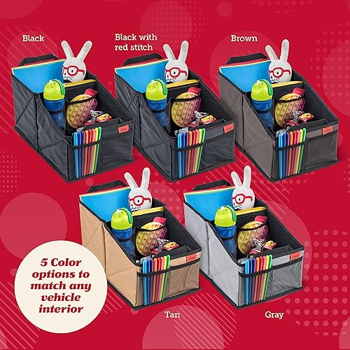 Miniatura 9 de Lusso Gear Organizador de asiento de automóvil para asiento delantero o trasero, ideal para adultos y niños, cuenta con 9 compartimentos de