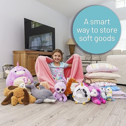 Miniatura 3 de EMMandSOPHIE Puf de almacenamiento de animales de peluche, puf para niños, puf para niños, sillas de puf para niños y adolescentes, soporte para