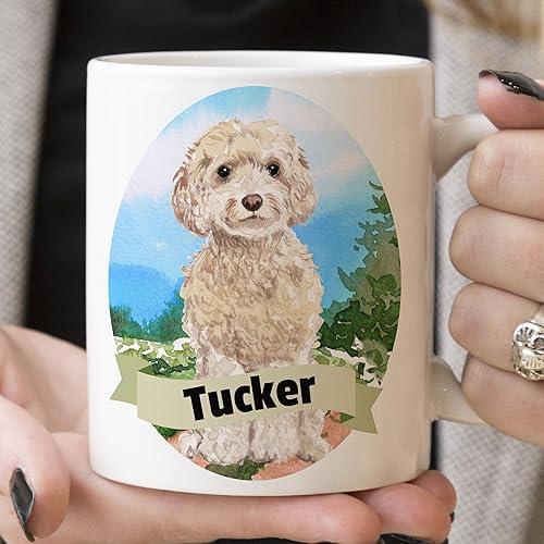 Personalized Watercolor Cockapoo Portrait Ceramic Mug