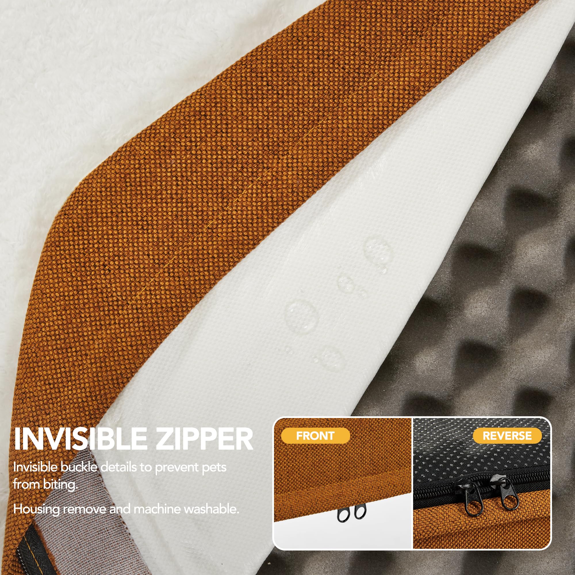 Deconovo Letto Antiscivolo per Cane, Lavabile, Morbido, Fodera Sfoderabile 91x69x8 CM Colore Della Zucca 1 Pezzo