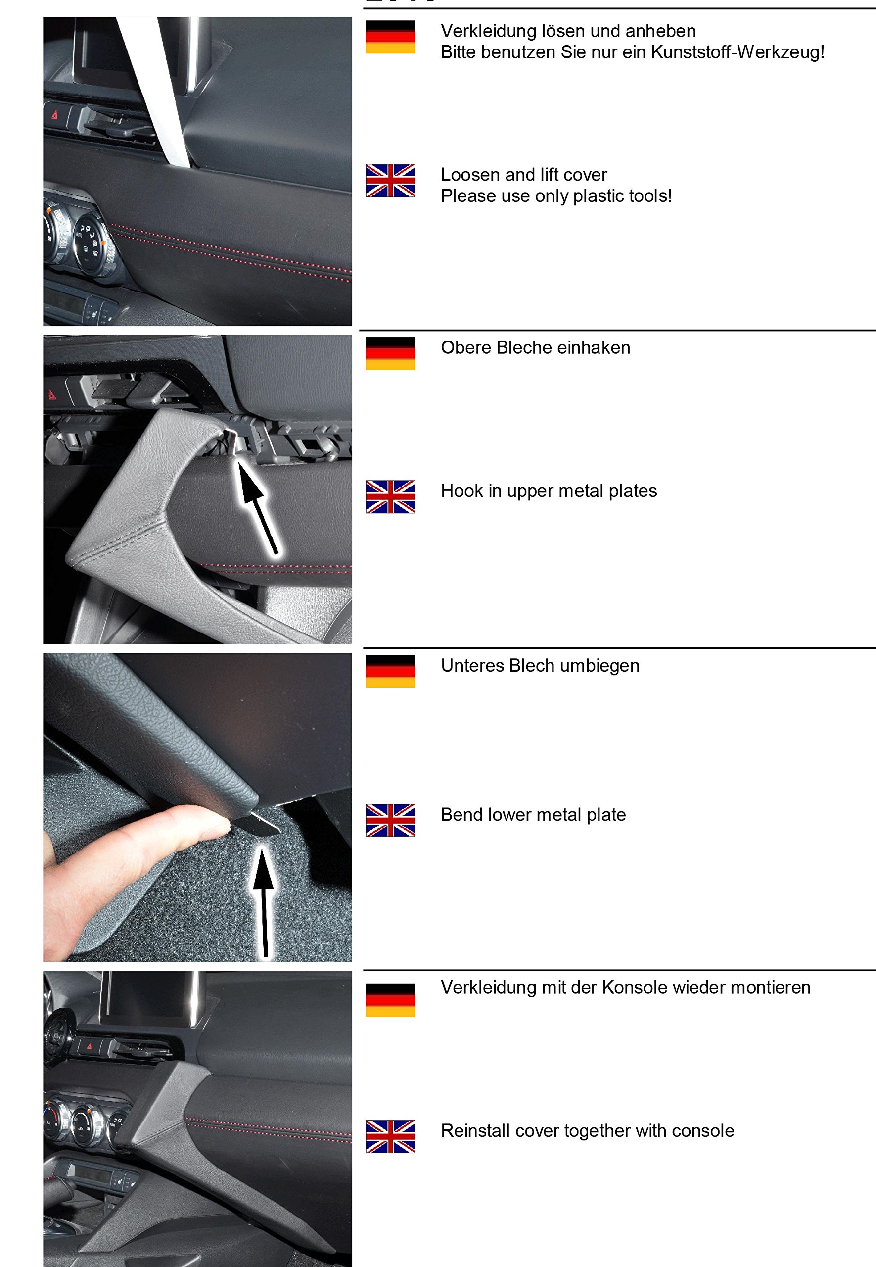 KUDA 2225 uchwyt sztuczna skóra czarny do Mazda MX5 (ND) od 2015