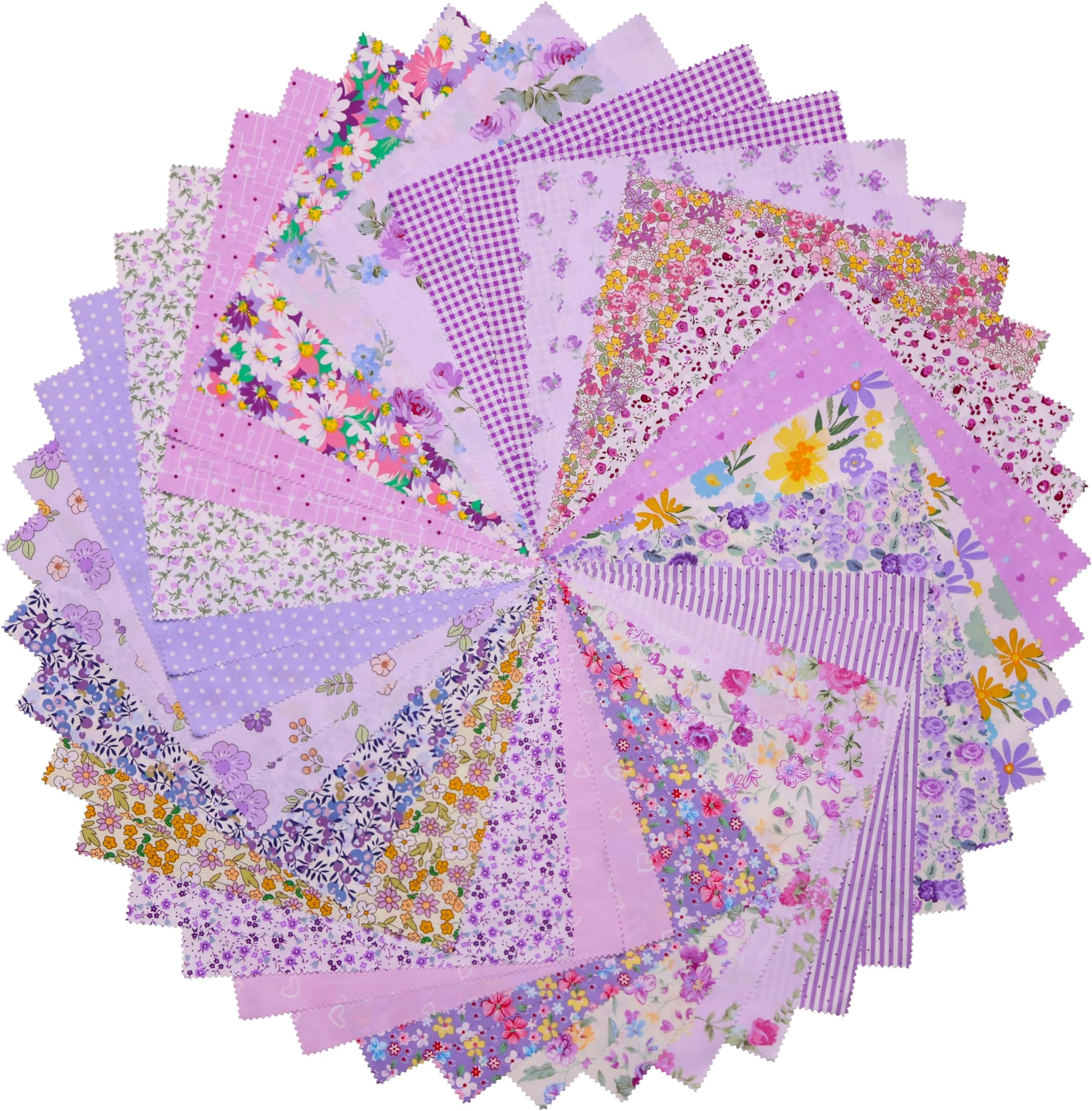 42Pcs 10" Squares Layer Cake Fabric, Pre-Cut 10x10 Squares Bundles for Sewing Patchwork, Quilting Supplies Cloth, Layer Cake Fabric for Quilting 10 inch - Purple