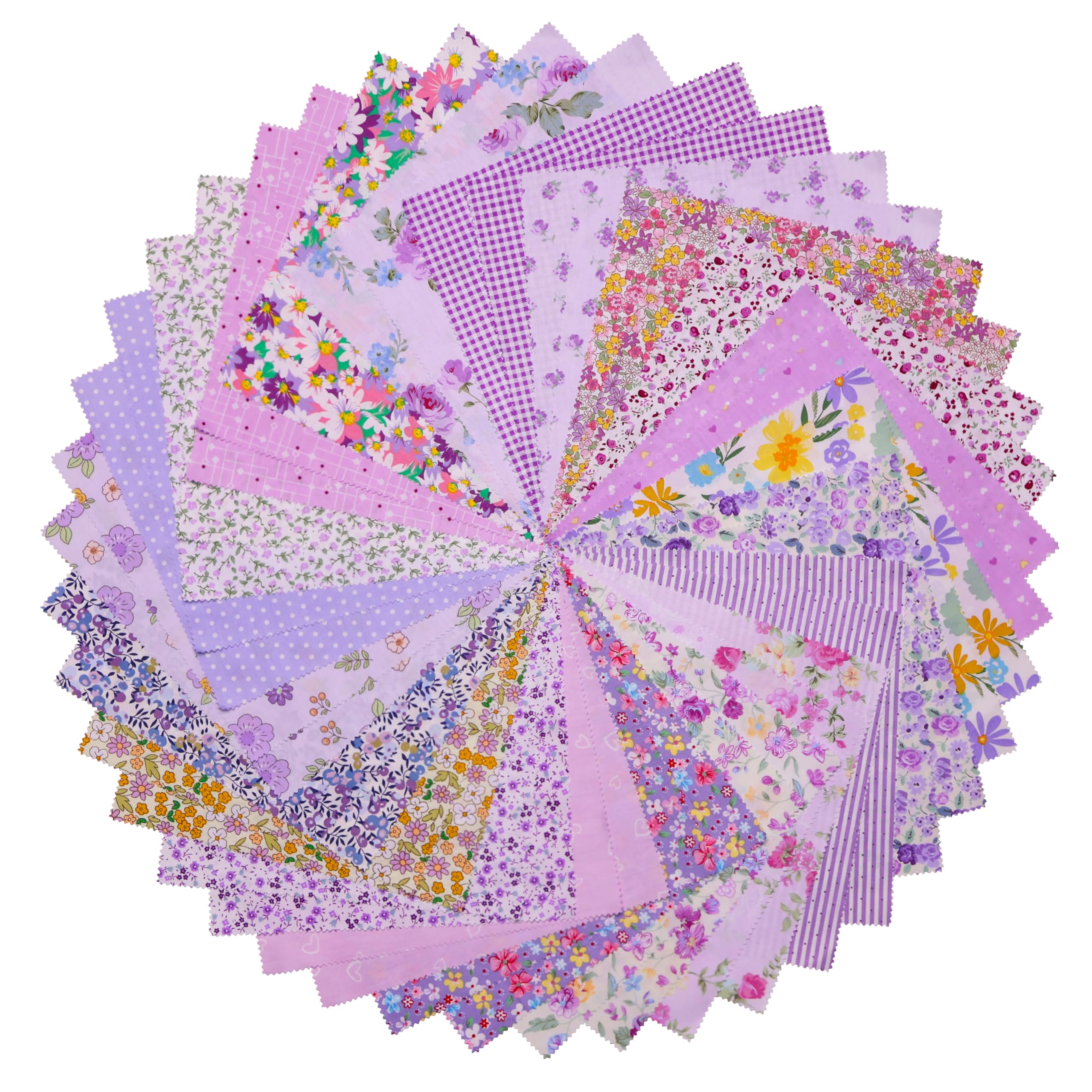 42Pcs 10" Squares Layer Cake Fabric, Pre-Cut 10x10 Squares Bundles for Sewing Patchwork, Quilting Supplies Cloth, Layer Cake Fabric for Quilting 10 inch - Purple