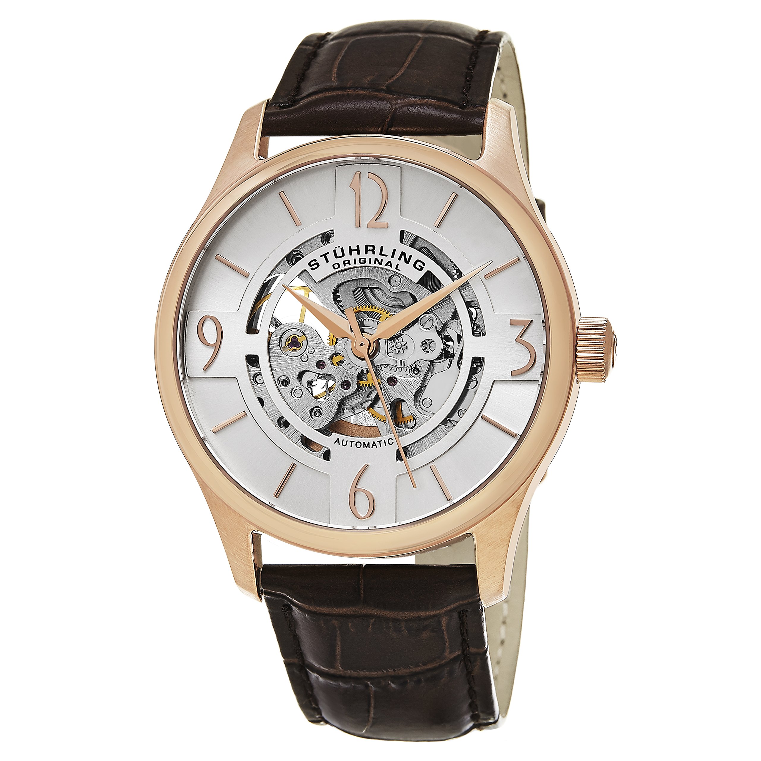 Stuhrling Original Mens Legacy Automatic Stainless Steel and Brown Leather Dress Watch (Model: 557.04) (B0114TDJSU) Amazon Price History, Amazon Price Tracker
