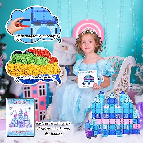 Miniatura 7 de Bloques de construcción de azulejos magnéticos, bloques de construcción educativos STEM 3D, bloques de construcción para niños y niñas, juguetes de