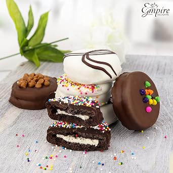 Gourmet Cookies Gift Basket - Delicious Chocolate Gift Basket Great for Birthday Treats for Women and Men - Fancy Chocolate Covered Cookies for Gifting, 6 Count