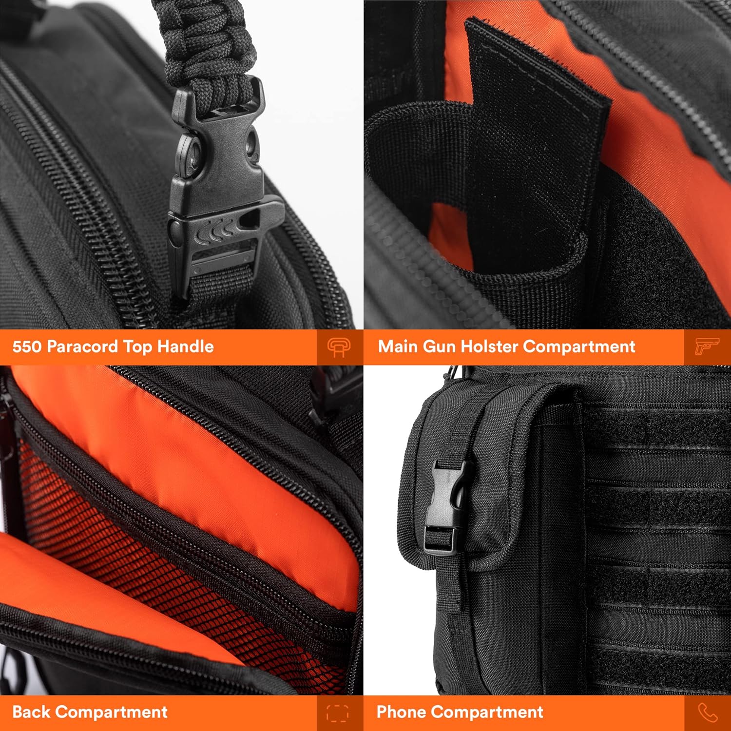 Fitdom Black Small Tactical Messenger Bag For Men. This EDC Has Multiple Ways to Carry as Sling, Shoulder, Crossbody, Waist. - Image 5