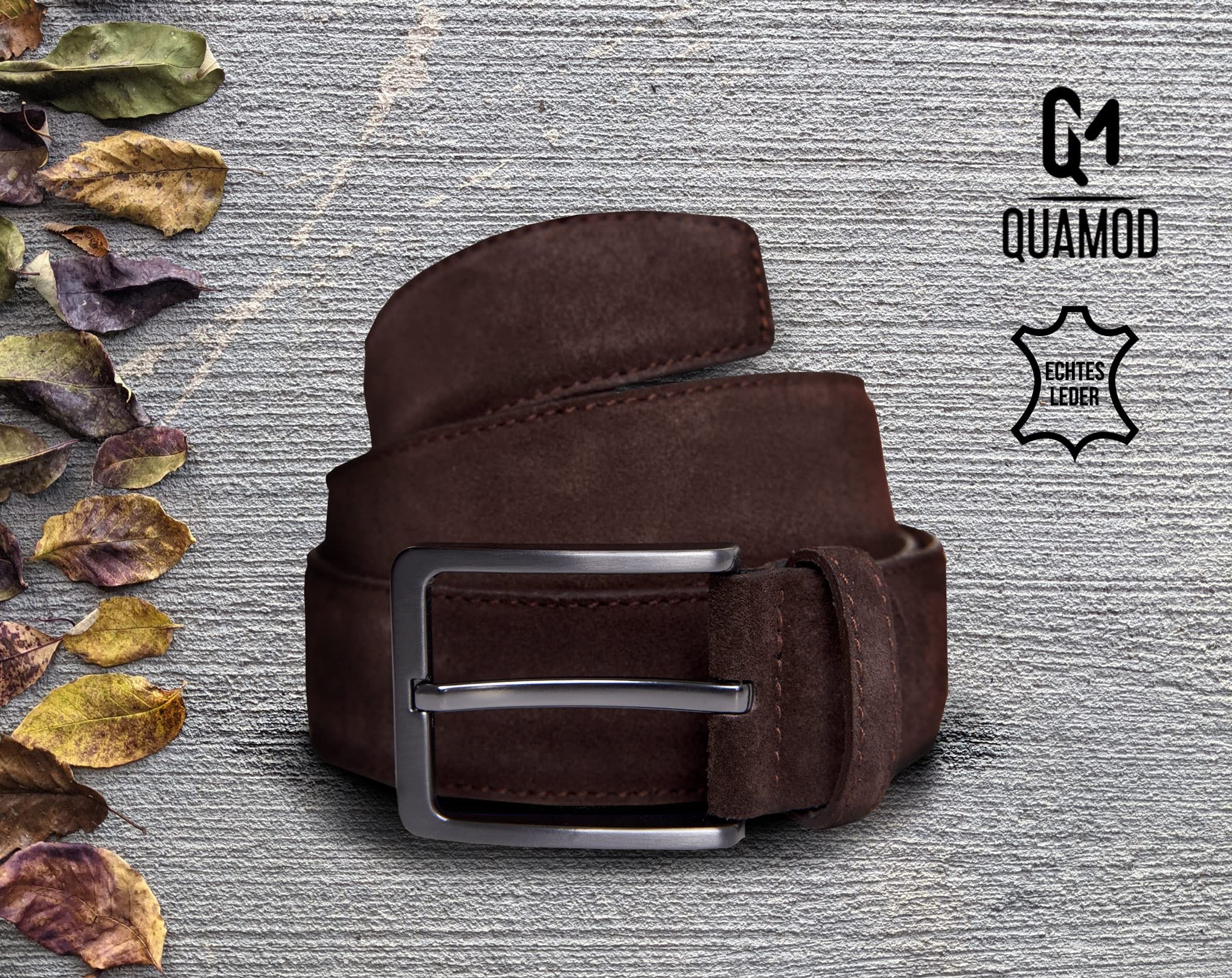 cinturón de hombres cinturón de ante 3,5cm-4cm (35mm-40mm) de ancho | gamuza con caja de regalo | respetuosa con el medio ambiente y de producción justa