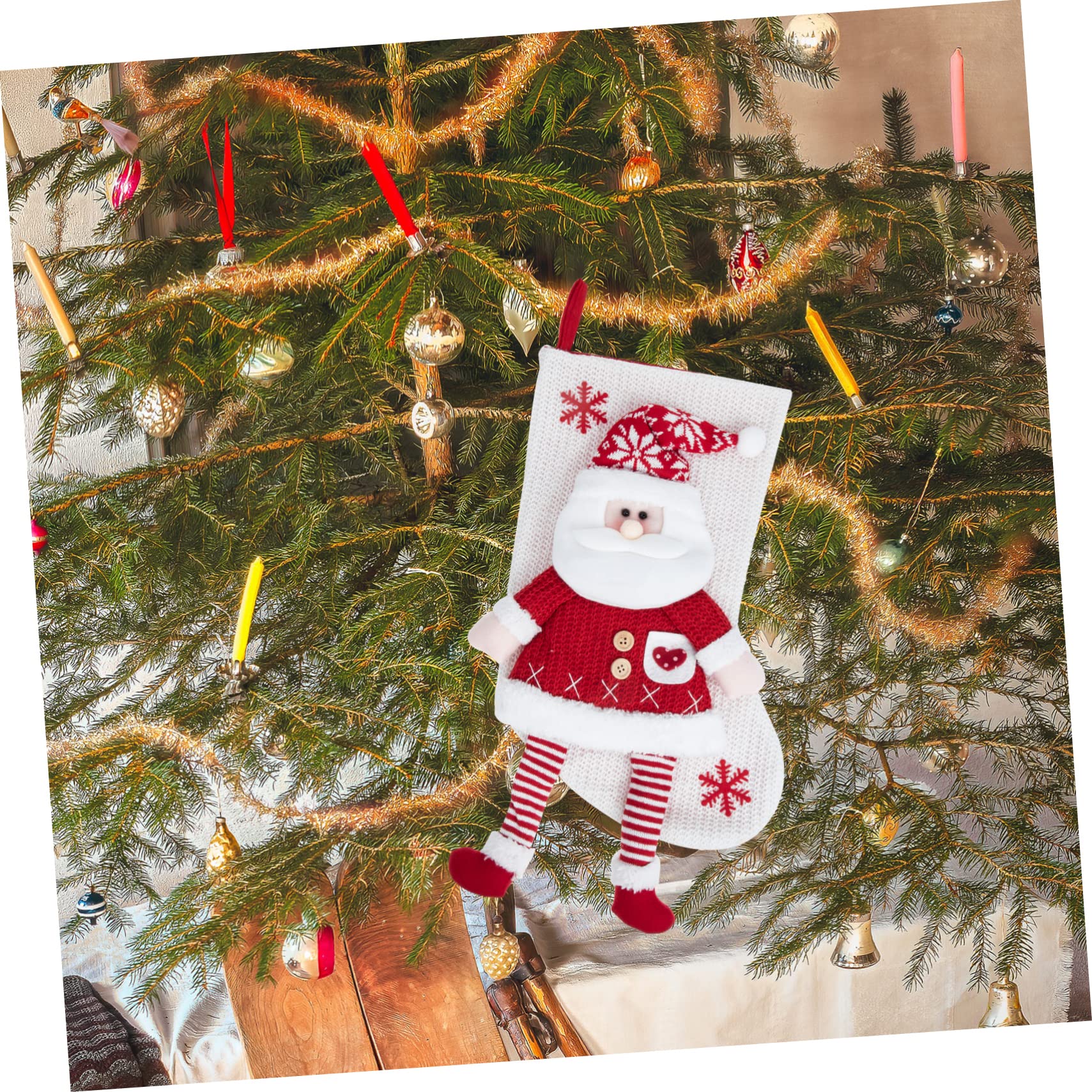 TOPBATHY 2 Pz Calzini di Caramelle Natalizie Decorazioni Natalizie Calze Natalizie Personalizzate Calza Appesa di Natale Calze di Babbo Natale Calza di Natale Tessuto a Maglia
