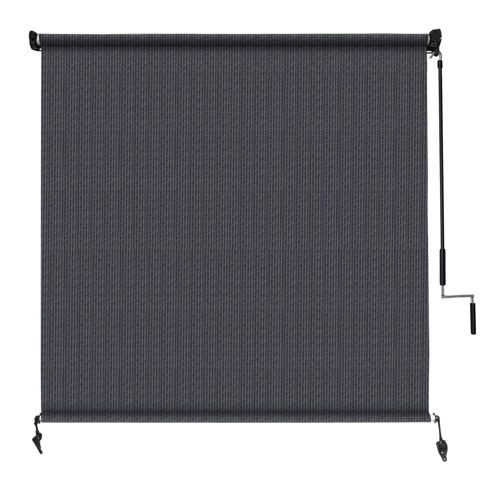 Amagenix Outdoor Roller Shades 6'(W) X 6'(H), Exterior Cordless Patio Shades Roll Up Outdoor Blinds with 90% UV Protection, Two-Section Poles with One-Piece Fabric, Blue Grey