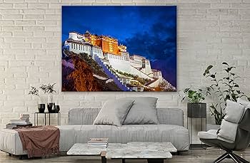 チベット　銅板（壁掛け） Amazon.co.jp: SpiritualHands 世界遺産 有名な場所 キャンバス