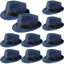 Tarpop 10 Pcs Fedora Hats for Men Women with Brim Unisex Hat Gangster Cap 1920s Party Accessory