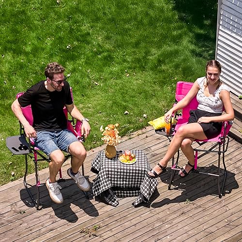 Miniatura 2 de EVER ADVANCED Silla de camping plegable portátil de 30.7 pulgadas de altura de asiento, silla de directores, taburete de bar plegable alto con mesa