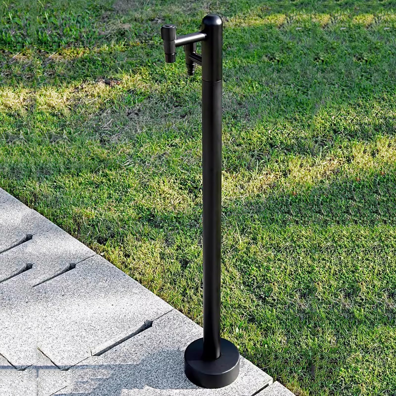 ZYCHSJXA Stainless Steel Freestanding Hose Stand with 2 Faucets Vertical Outdoor Garden Water Column & Faucet Spigot for Easy Access to Watering