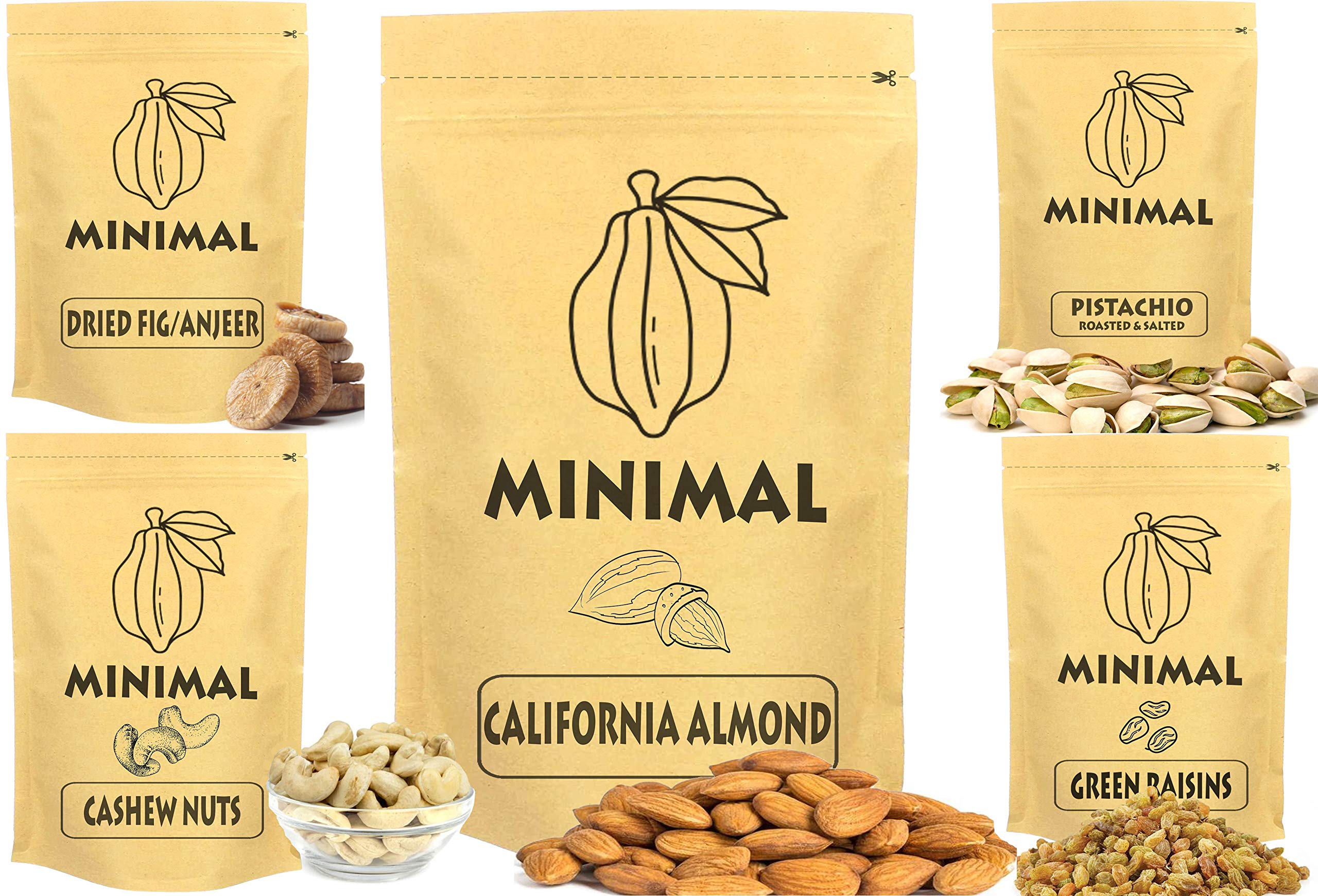 Minimal Dry Fruit Combo Pack(Pista,Anjeer,Raisins,Almond,Cashew)(Each Pack 400g),2Kg (B08KGRW3MG) Amazon Price History, Amazon Price Tracker