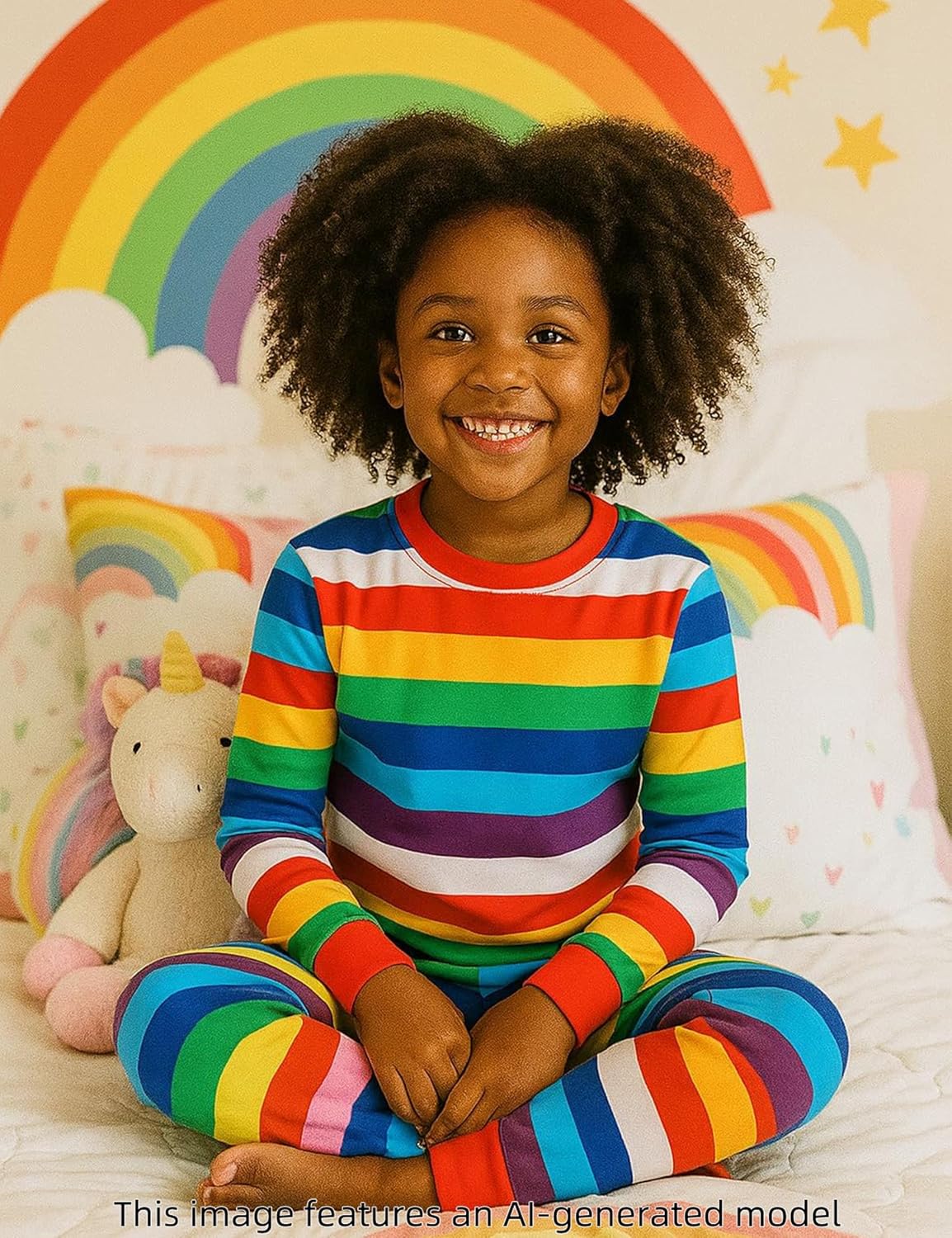 A&J DESIGN Pure Cotton Striped Pjs for 2-14 Years Kids, 2-Piece Pajamas Set.