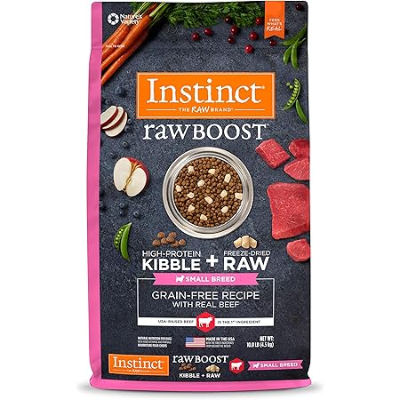 Amazon Com Instinct Raw Boost Small Breed Grain Free Recipe With Real Beef Natural Dry Dog Food By Nature S Variety 10 Lb Bag Pet Supplies