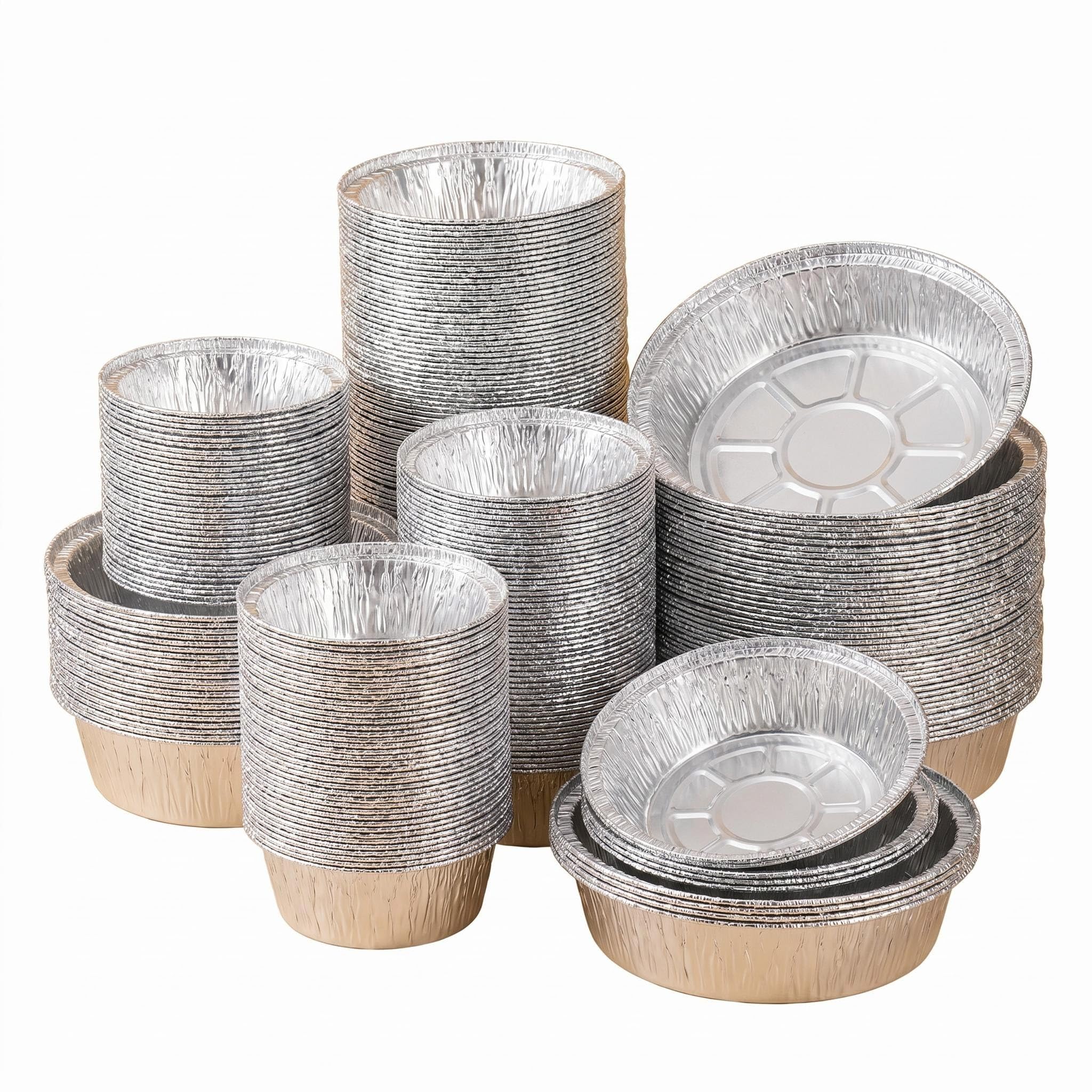 Durdiiy 50Pcs Aluminium Foil Baking Trays, 6+7+9 Inch Round Tin Trays Tin Foil Dishes Disposable Dishes with Aluminum Foil Liners for Air Fryer, Party Baking, Roasting & Cooking (Oval)