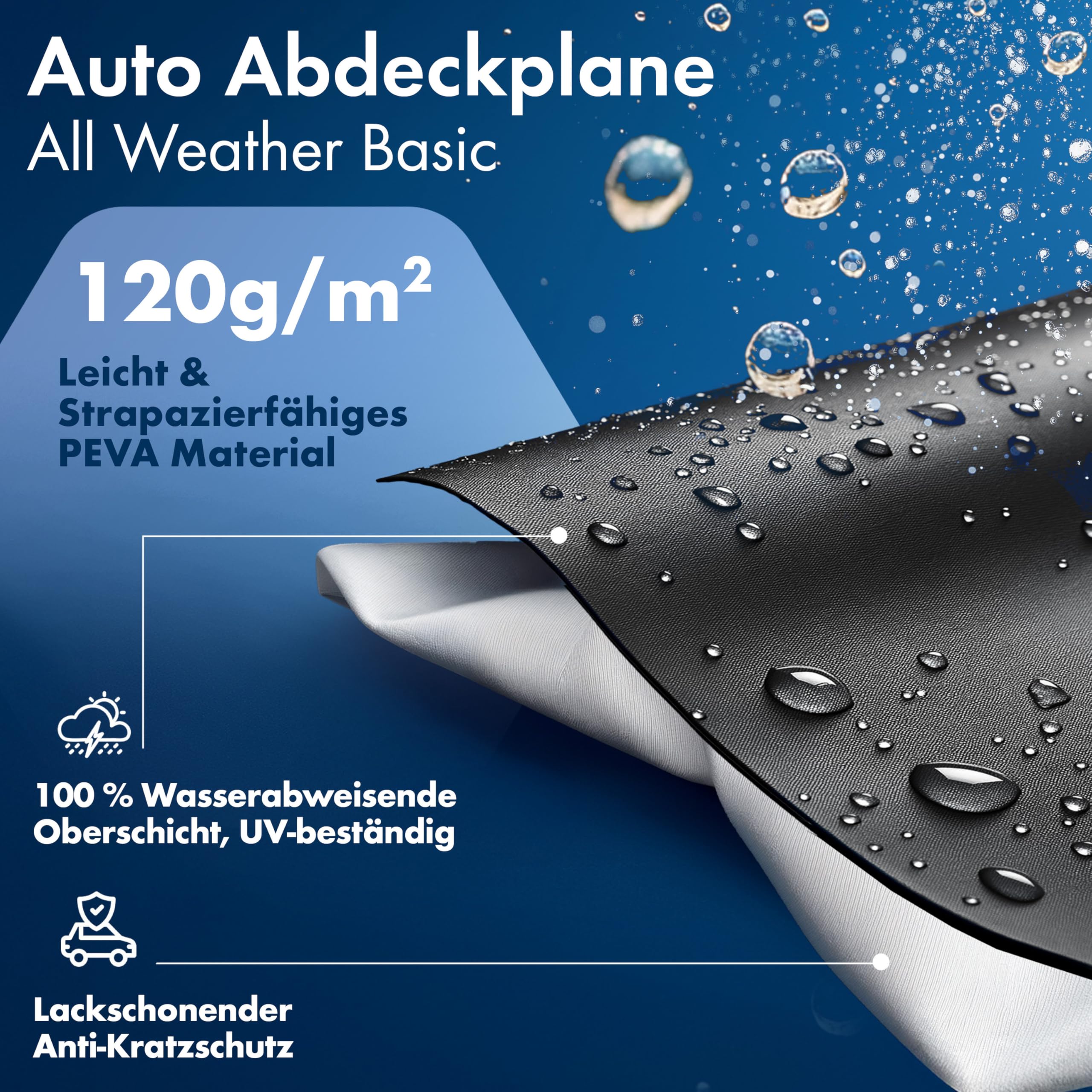 Walser Plandeka samochodowa All Weather, wodoszczelna, w 100% odporna na warunki atmosferyczne, plandeka samochodowa do użytku na zewnątrz, wodoszczelna, rozmiar 5, kolor czarny