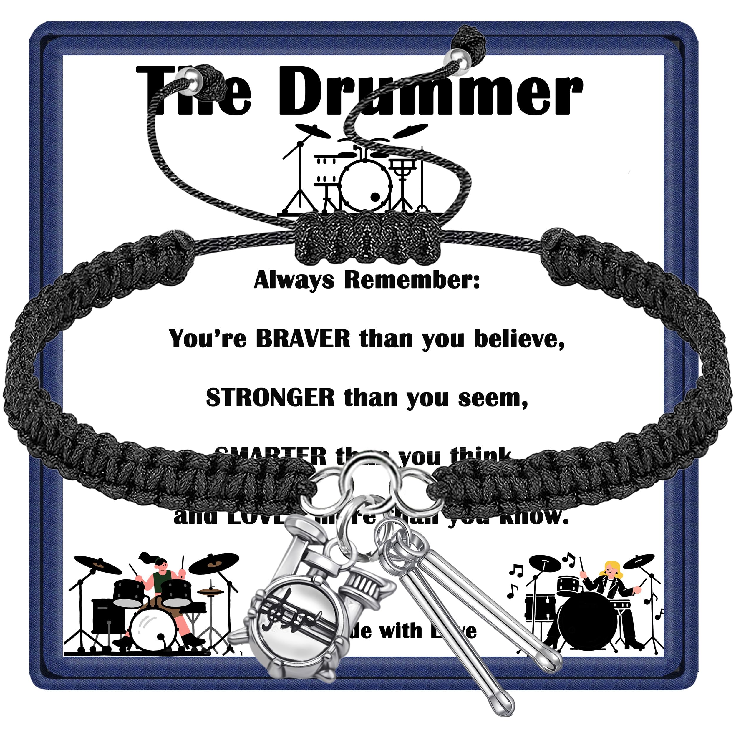 Yvesmillauly Bracelets Drumstick Bracelet Drummer Gift for Women Men, Musician Music Band Gifts for Drummers Percussionists, Exquisite Jewelry Gift