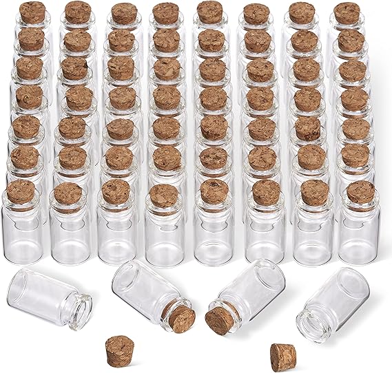 THE TWIDDLERS 60 Mini Glass Bottles Mini Bottles for Spices, Crafts