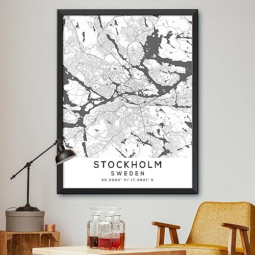 Mapa de Estocolmo, Suecia, Light 2 (18x24)