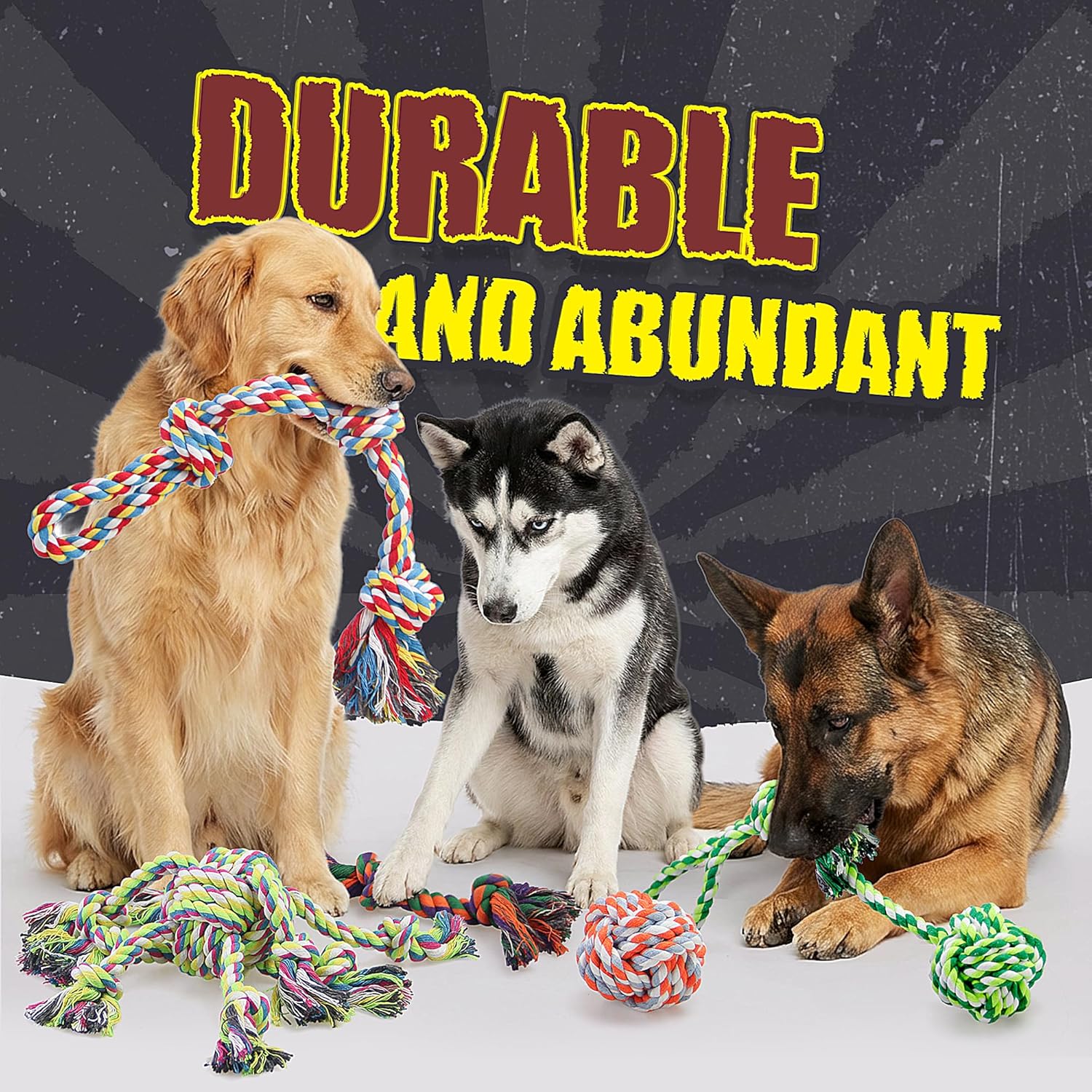 Dog Ropes Toys for Aggressive Chewers, Dog Toys Set with Eight Legs Ball for Large Breeds,Full of Attractiveness for Medium Dog, Heavy Duty Natural Cotton Rope Chew Toy, Tug of War 9PCS