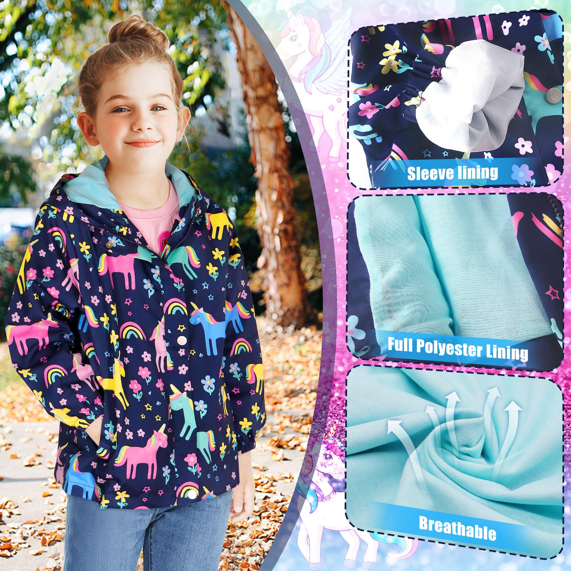 JinBei Chaqueta Impermeable con Capucha para Niños Chubasquero Transpirable de Manga Larga al Aire Libre Deportivo Softshell Abrigos Ligeros con Forro Blando Niño Niña Edad 2-10 Años