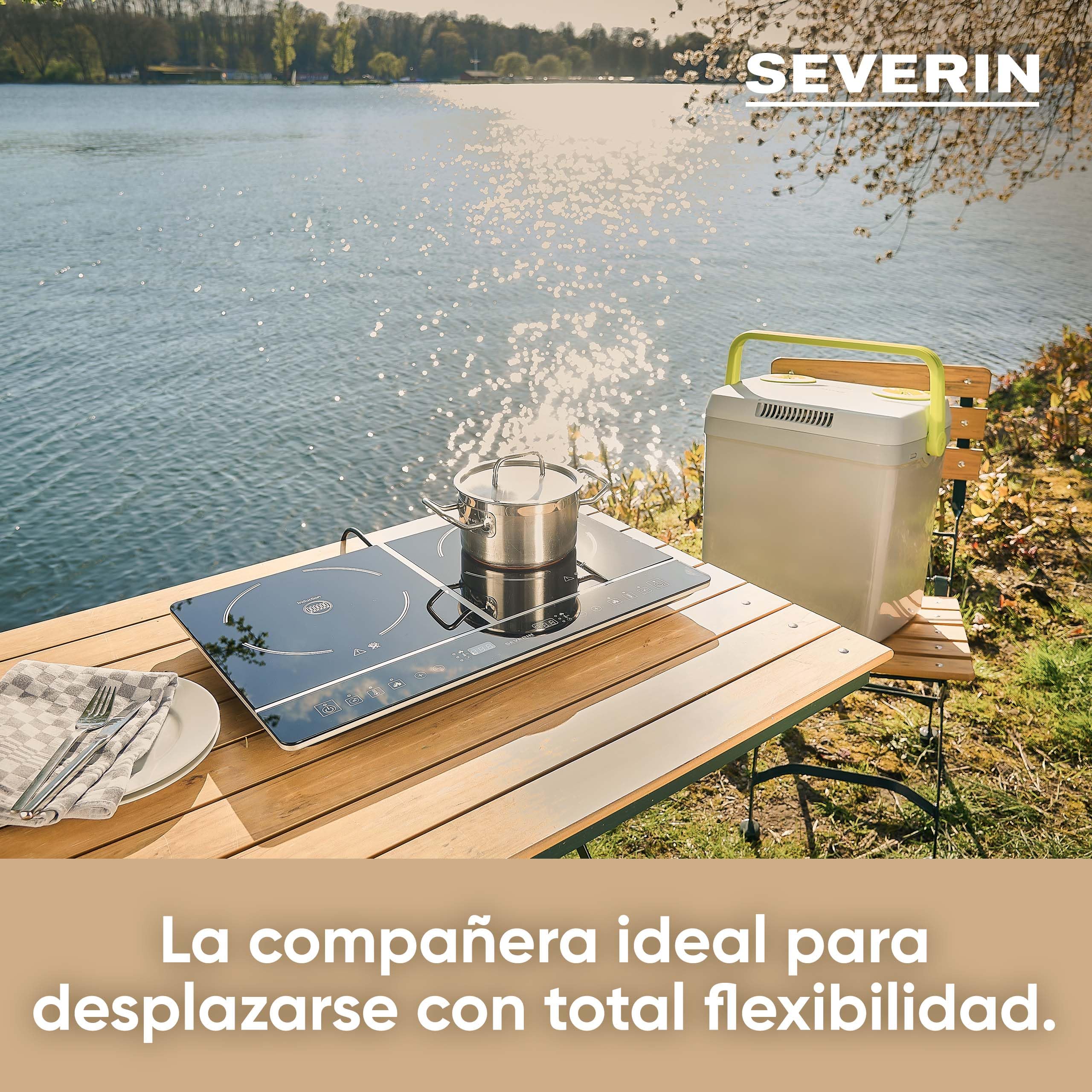 Severin TKB 2925 - Nevera portátil eléctrica con conexión USB, capacidad de 25 l, potencia 58 W, color gris verde