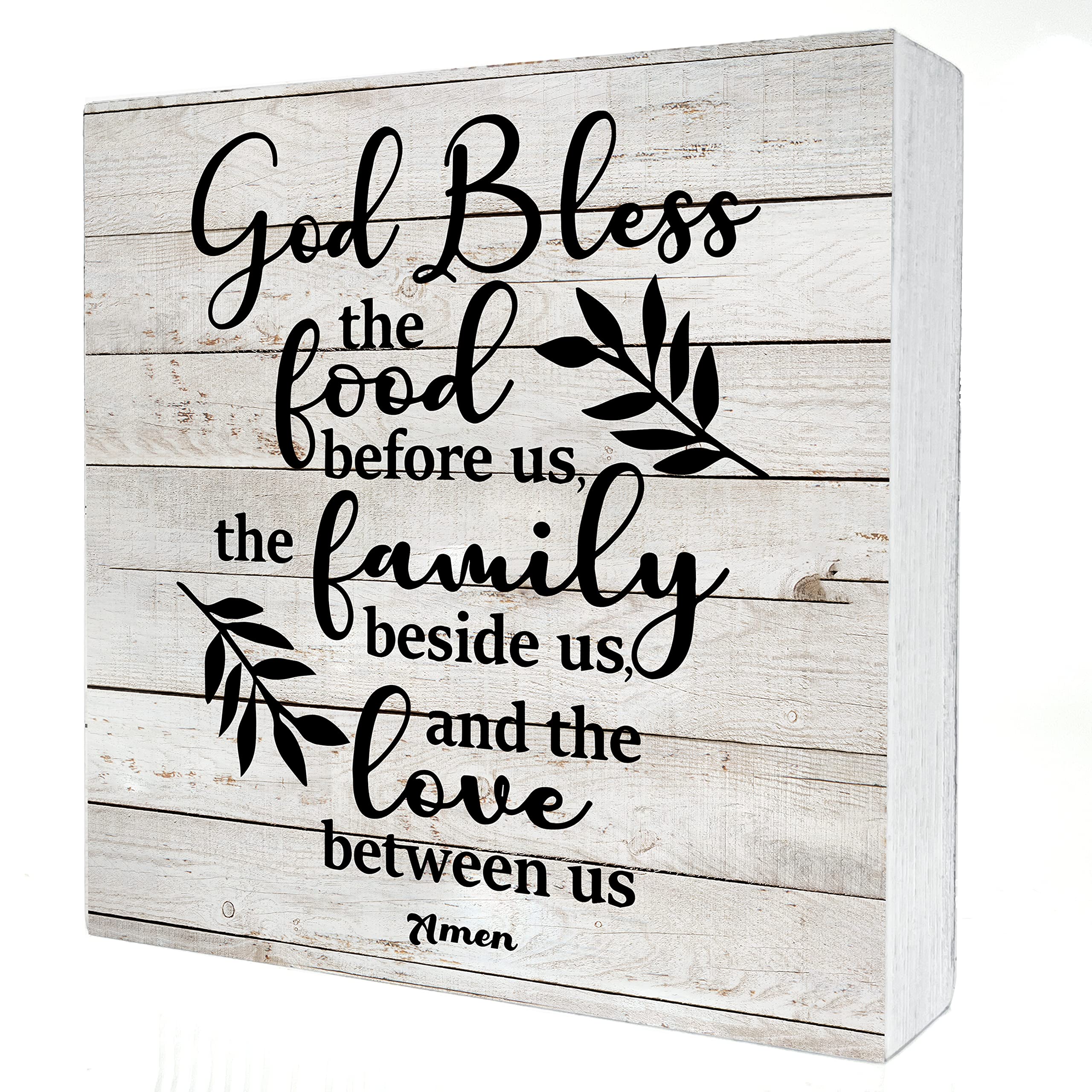 Christian Wooden Box Sign Desk Decor God Bless the Good Wood Block Plaque Box Signs Rustic Box Sign for Home Living Room Shelf Table Decoration (5 X 5 Inch)